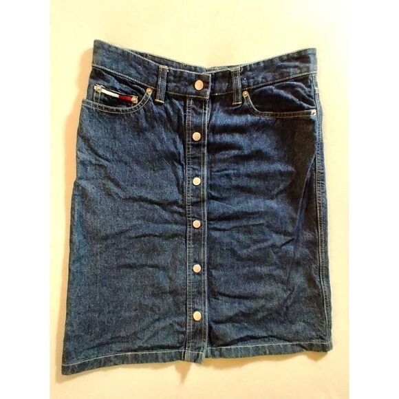 VINTAGE TOMMY JEANS HILFIGER Y2K BUTTON FRONT WOMENS SKIRT SIZE 7 - Picture 1 of 6